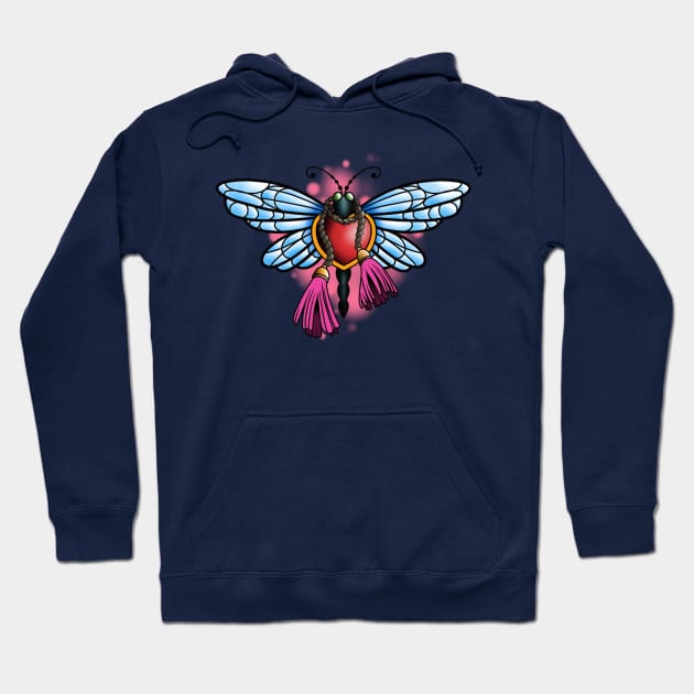 Dragonfly with love heart body Hoodie by InkSmith